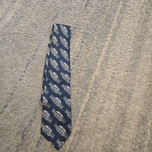 Ghirardelli Chocolate "Wolfmark" Men’s Silk Necktie – Navy Blue & White